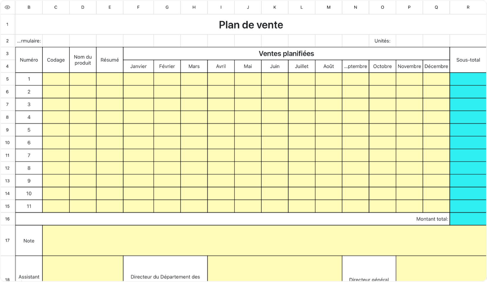 Plan de vente